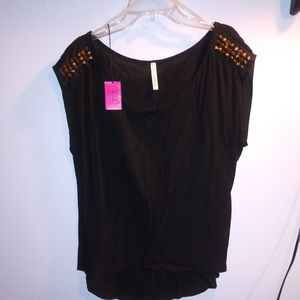 **SOLD**NWT Millibon Black Top w/ Studded Shoulders